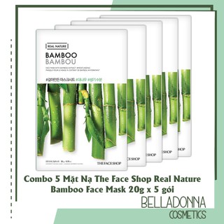 Combo 5 Mặt Nạ Giấy The Face Shop Real Nature Bamboo Face Mask 20g x 5 gói