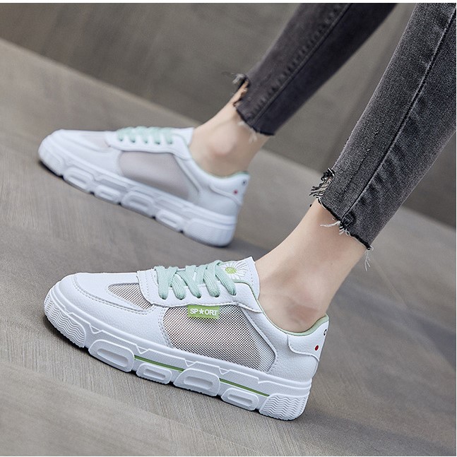 Giày thể thao nữ trắng cao cấp giá rẻ sneaker nữ đế bằng hot trend ulzzang - TKB-C2C2