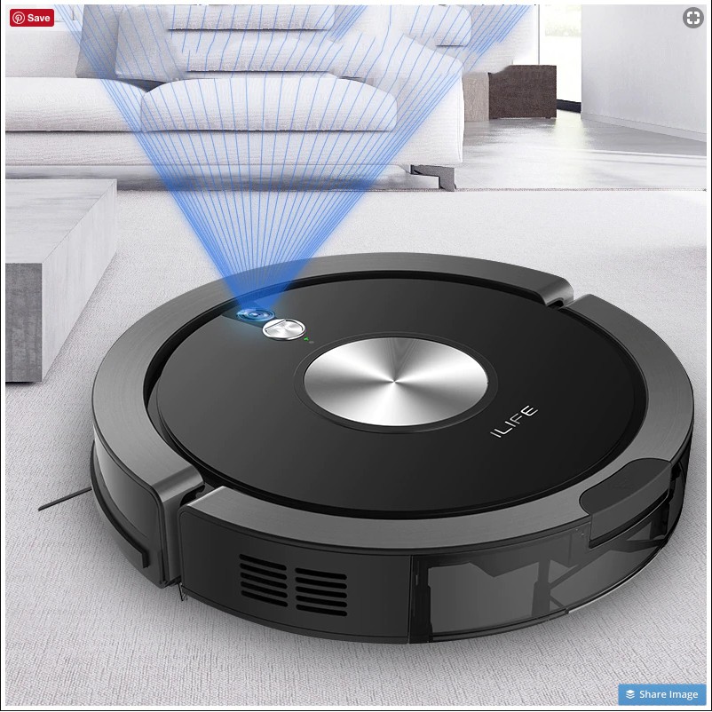 Robot hút bụi lau nhà ILIFE X800 - Đen, Vinyl ghi | Kích thước 330x330x76mm | Dung lượng hộp bụi 0.6L