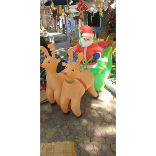 [Hàng mới] Bóng bơm Ông già Noel cưỡi Tuần Lộc hơi trang trí cửa hàng, sự kiện Giáng Sinh (không có máy bơm hơi)