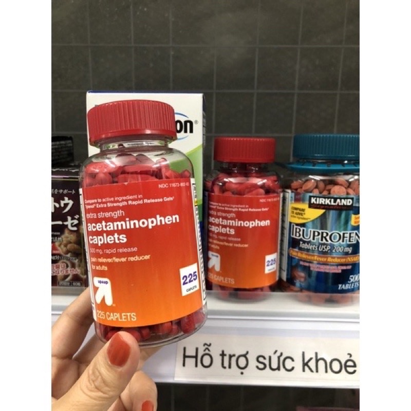 Viên Acetaminophen Caplets Up & Up 500mg 225 viên Mỹ