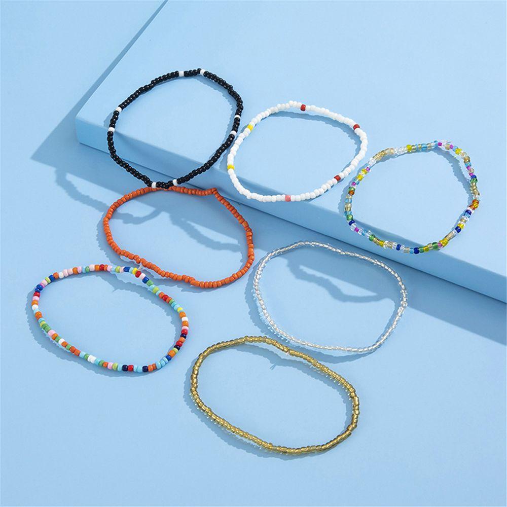 NEXTVN Set 7 Lắc Chân Co Giãn Đính Hạt Màu Sắc Cầu Vồng