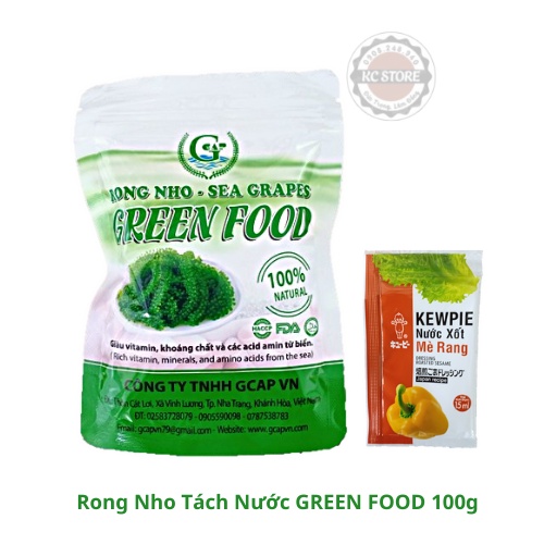 Rong nho tách nước GREEN FOOD 100gr + sốt mè rang | BigBuy360 - bigbuy360.vn
