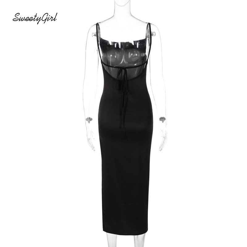 Đầm Maxi Không Tay Màu Đen Trơn Thời Trang 2022 Quyến Rũ Cho Nữ