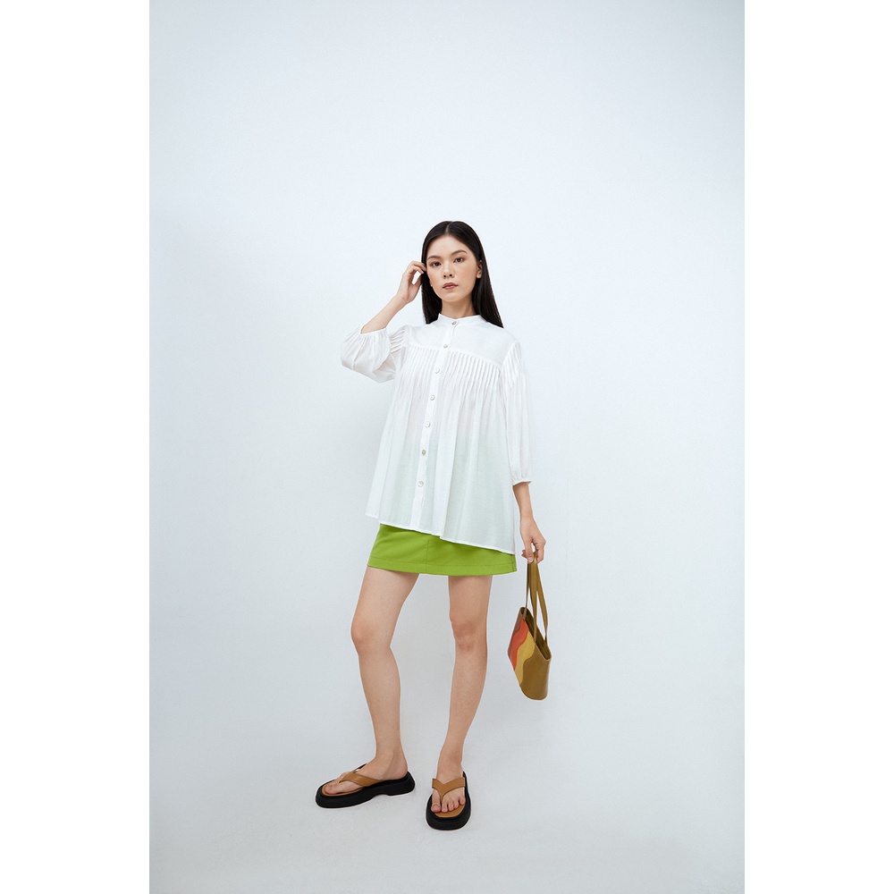 DOTTIE - Chân váy ngắn cơ bản nữ xanh chuối S0104