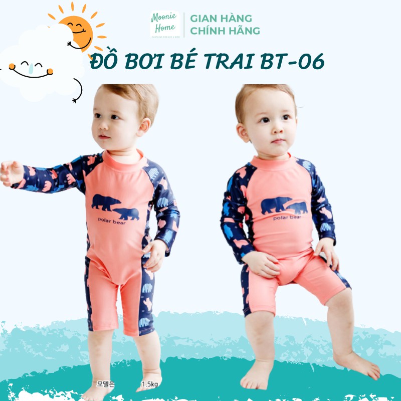 Đồ Bơi Bé Trai - Bé Gái Hình Gấu Siêu Đáng Yêu Dài tay Chống Nắng Tuyệt Đối Mã 06