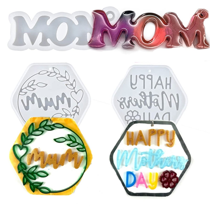 Sa Khuôn Silicone Bóng Làm Móc Khóa Hình Lục Giác DIY