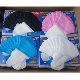 Khẩu trang 3D lọc bụi 2.5PM FULL Màu, Kháng Khuẩn, Hộp 10 Chiếc. Xuất Hàn, Xuất Nhật, HSD 5 Năm.