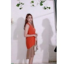 Đầm babydoll cam phối