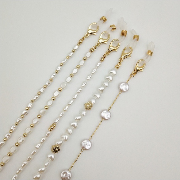 Dây đeo mắt kính 70cm đính vỏ ngọc trai xinh xắn