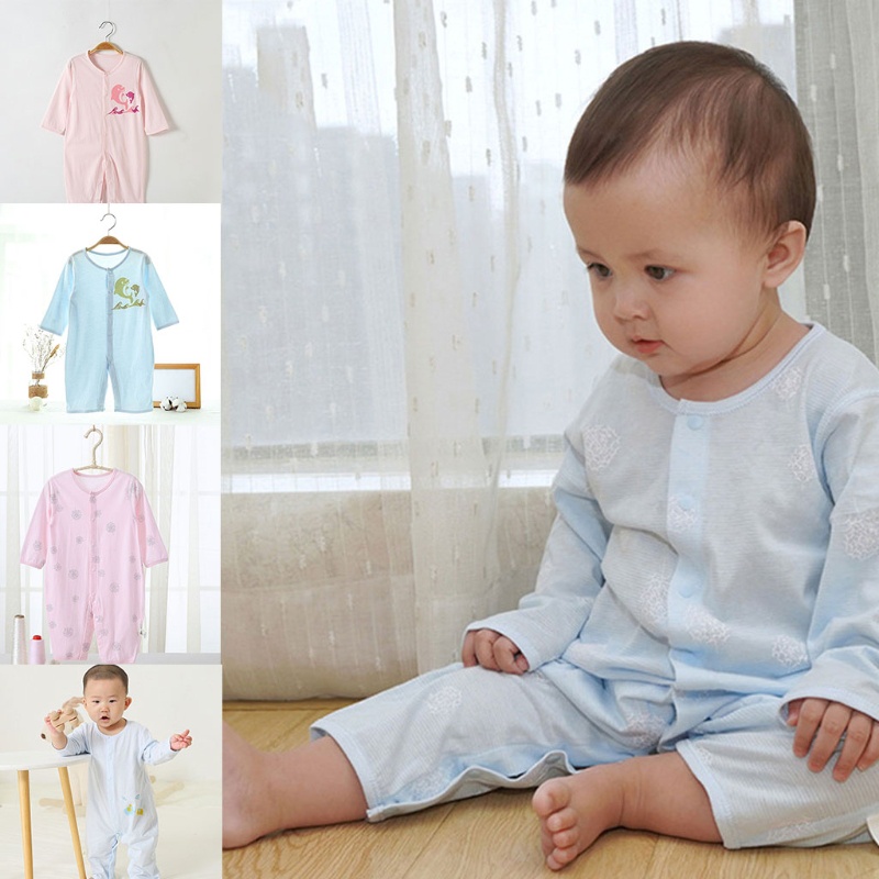 Bộ Áo Liền Quần Tay Dài Thời Trang Mùa Hè Cho Bé Sơ Sinh