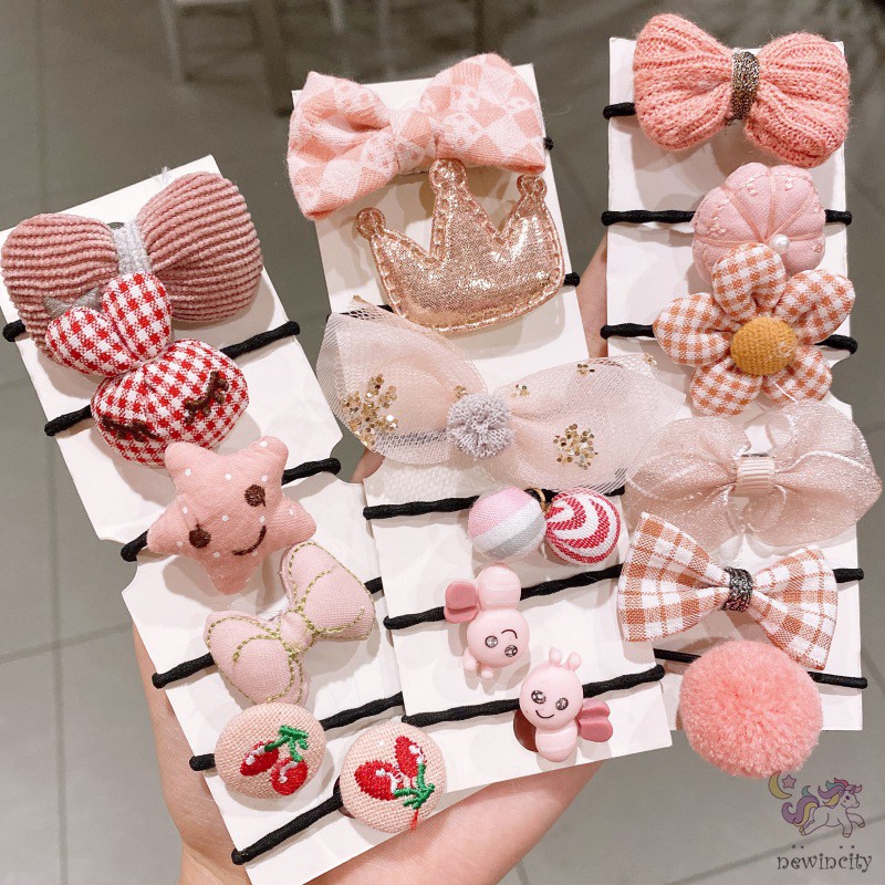 Set 6 dây buộc tóc co giãn họa tiết trái cây hoạt hình cho bé gái