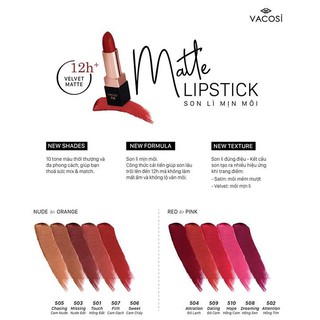 Son lì Vacosi Matte Lipstick Natural Studio