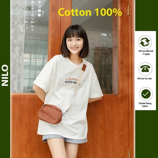 Áo Phông Tay Lỡ Unisex Màu Trắng Chất Liệu Cotton Cao Cấp Áo Thun Nam Nữ Mặc Trẻ Trung Năng Động Cá Tính NILO