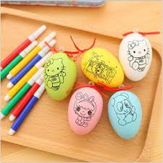 Trứng tô màu kèm 4 bút dạ