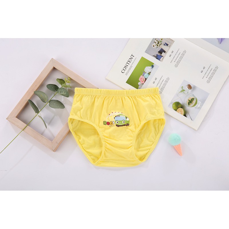 Hộp 5 quần lót bé trai Hàn Quốc 100% cotton mẫu Xe buýt Cute Tayo