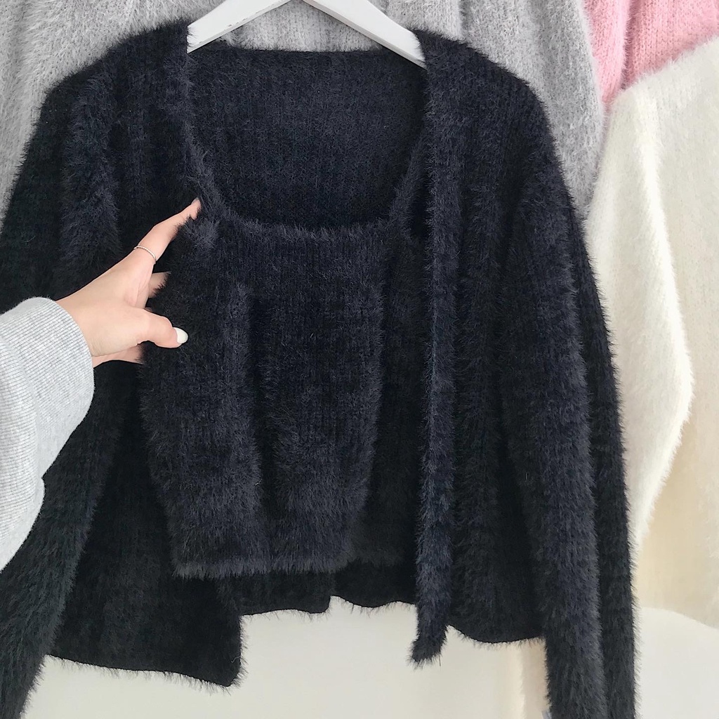 Set Áo Khoác Cardigan Len Kèm Áo 2 Dây Nữ Tính JEM CLOSET Zone Chất Liệu Lông Mềm Mịn Sang Chảnh Phối Đồ Cực Xinh - 7181 | BigBuy360 - bigbuy360.vn