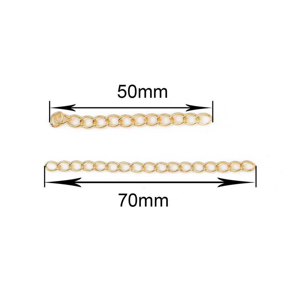 Bộ 50 dây nối mở rộng bạc cho vòng cổ/ vòng tay làm trang sức thủ công 50mm 70mm