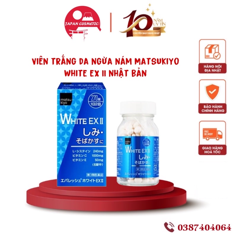 Viên uống White EX ll 270 viên trắng da, mờ thâm nám Nhật Bản chính hãng