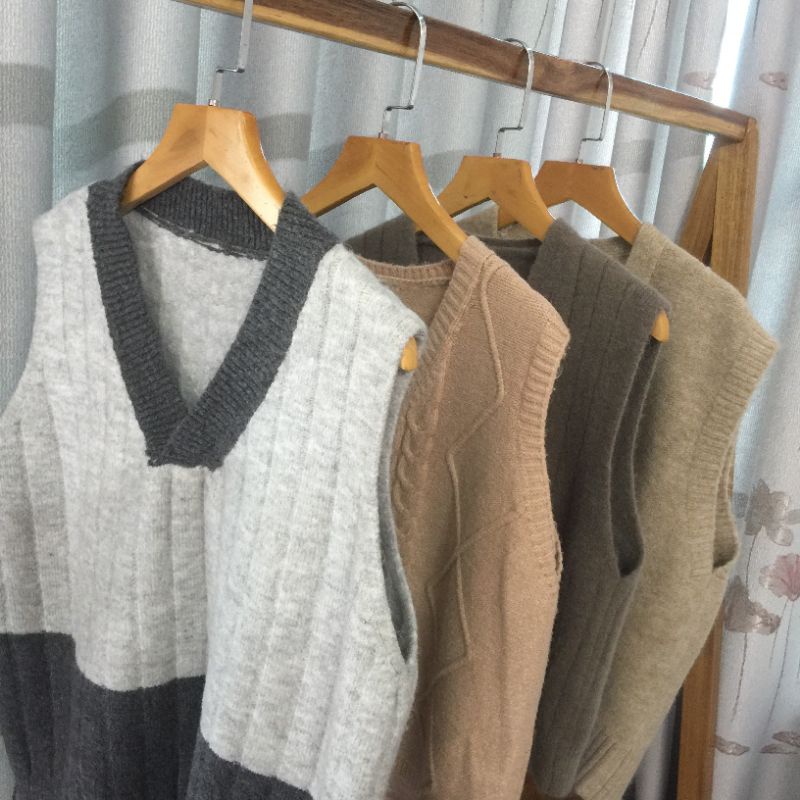 Áo gile len secondhand phong cách vintage dành cho nữ