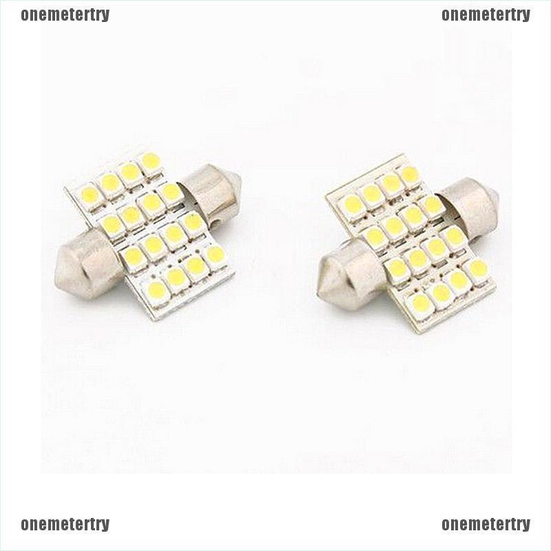 Set 2 Đèn LED SMD 31mm 3528 16 Bóng Chuyên Dụng Cho Xe Hơi