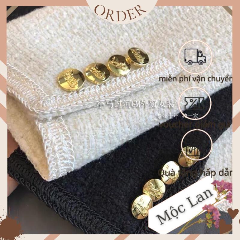 (MộcLan ORDER) Áo dạ mỏng hai màu đen trắng đính cúc đẹp | BigBuy360 - bigbuy360.vn