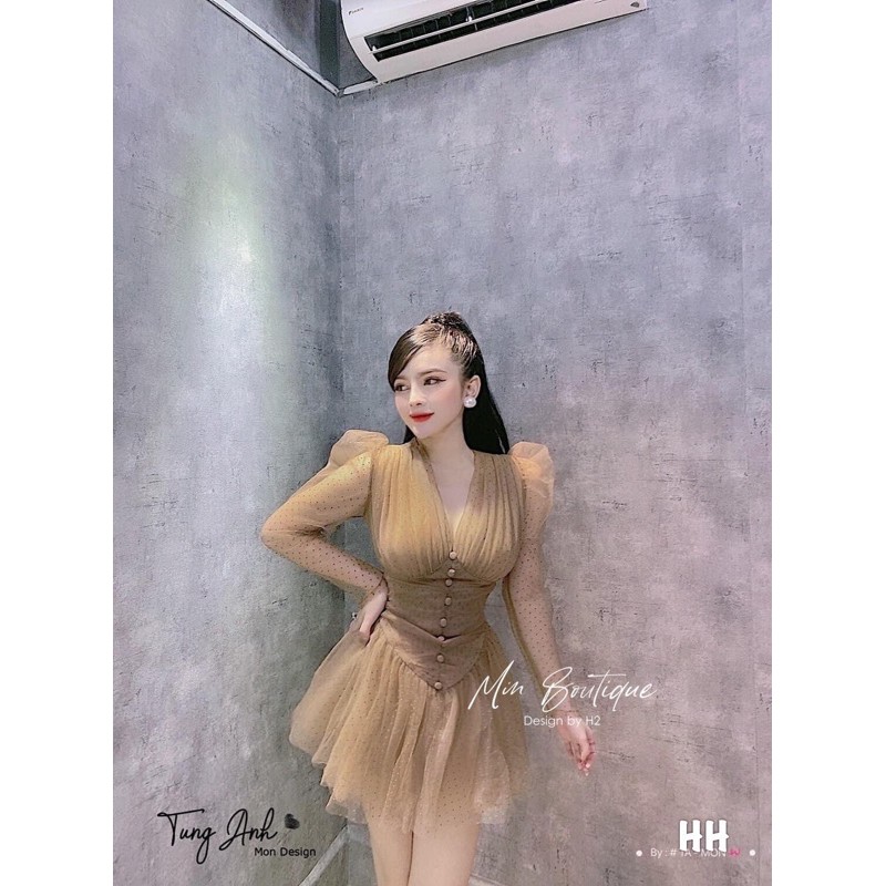 Đầm Chấm Bi Tay Phồng