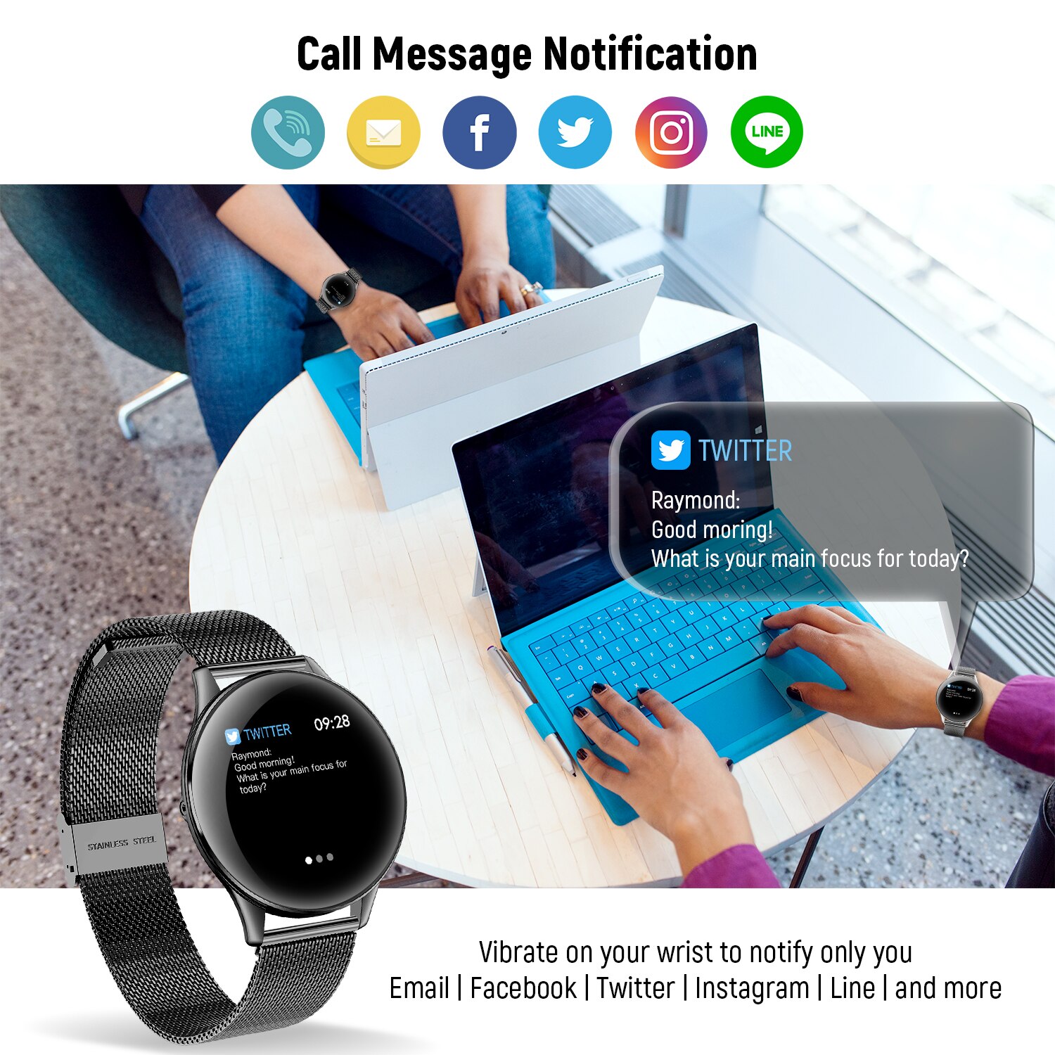 SN58 Smart Watch Fitness Tracker Heart Rate Monitor Blood Pressure Activity Tracker Waterproof  Android iOS Men