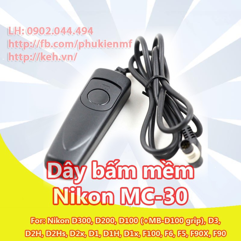 Dây bấm mềm MC-30 cho máy ảnh Nikon D3X/D3/D800/D700/D300/D300s