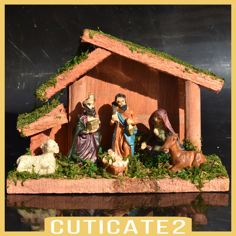 Bộ 2 Tượng Chúa Jesus Manger Trang Trí Giáng Sinh