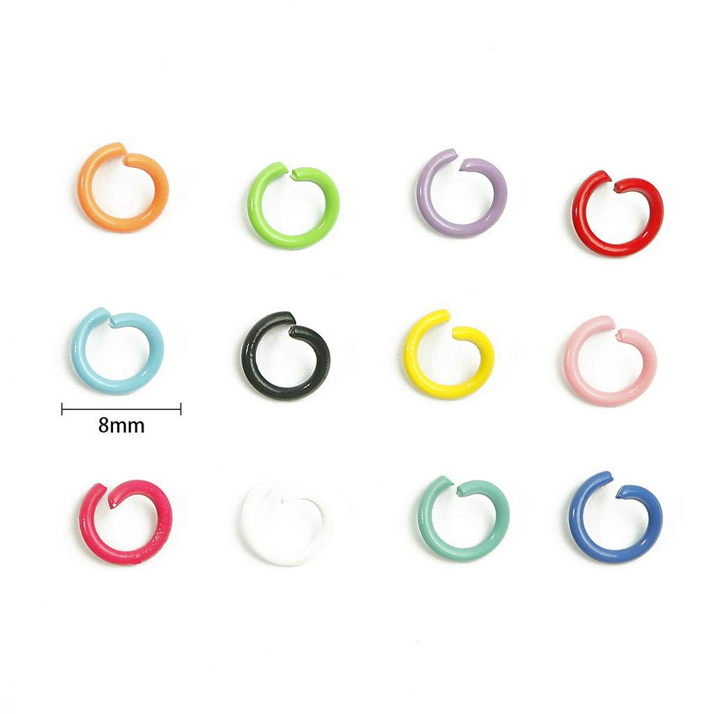 Bộ 50 Vòng Kim Loại Beadia Dạng Hở Đường Kính 8Mm Màu Sắc Kẹo Ngọt Dùng Để Trang Trí Bím Tóc DIY