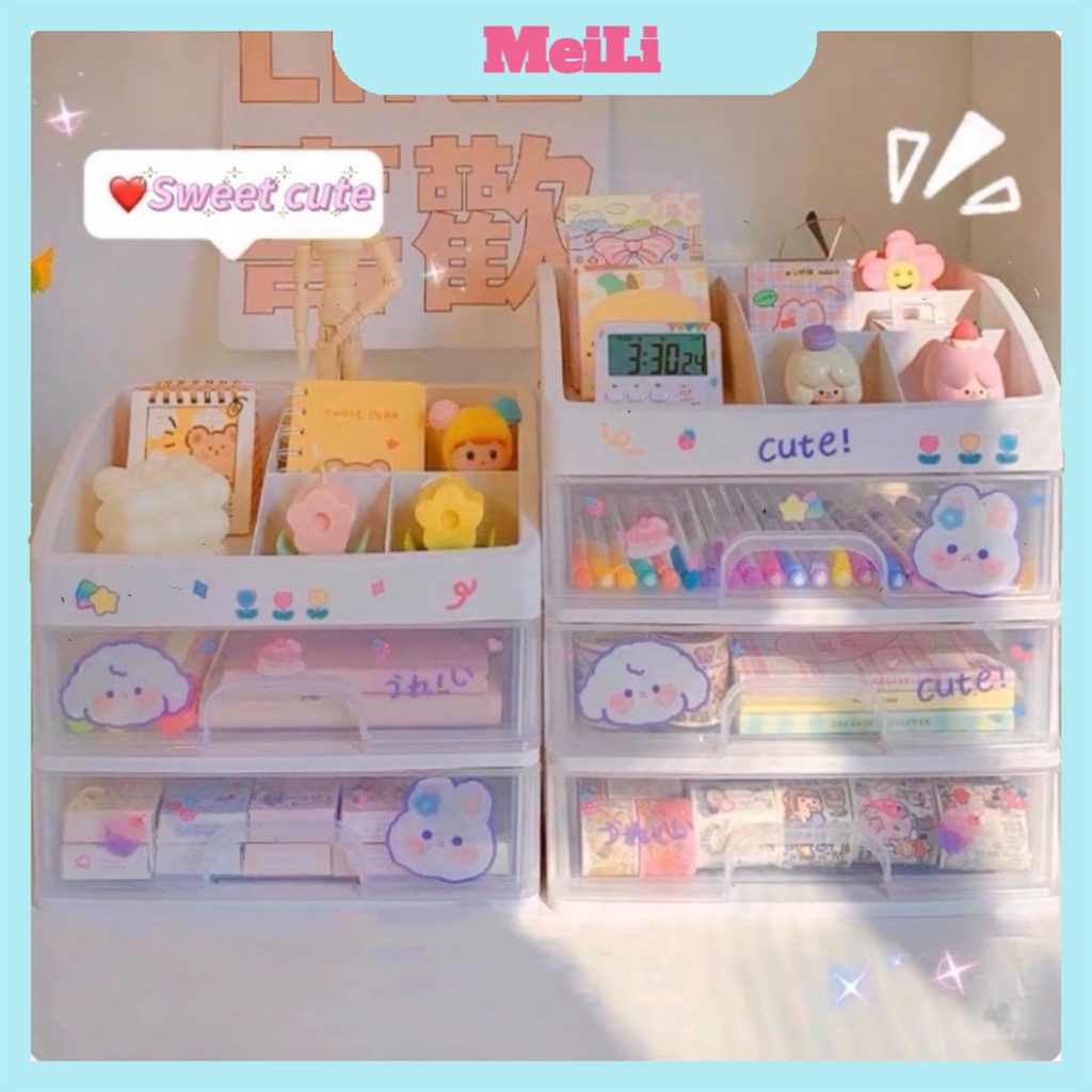 Kệ Đựng Mỹ Phẩm Nhựa 4 Tầng Để Bàn Tặng Kèm Sticker❤️FREESHIP❤️Khay Đựng Đồ Trang Điểm Nhiều Ngăn Chắc Chắn