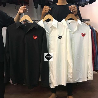 Áo sơ mi tim cổ bẻ form unisex rộng - chất sơ mi kate lụa không nhăn cực mát