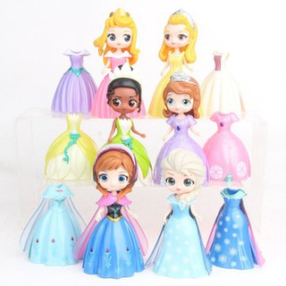 Mô Hình 06 Nhân Vật  Công Chúa Disney Thay Váy - Mẫu 02