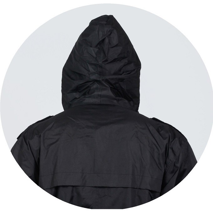 Áo mưa kiểu dáng măng tô thời trang màu đen có nẹp chống nước hàng Sơn Thủy K20