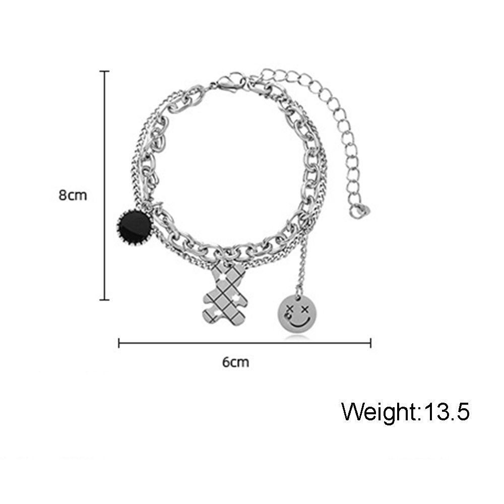 JARRED Vòng Tay Dây Xích Đôi Mặt Cười Thiết Kế Dễ Thương Thời Trang Đường Phố Cá
