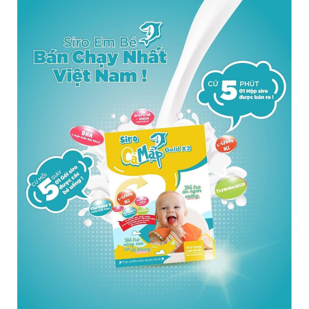 [CHÍNH HÃNG] Siro Cá Mập Gold x2, Phiên Bản Cải Tiến Siro Baby Shark, Siro Ăn Ngon Bé Ăn Ngon Ngủ Tốt