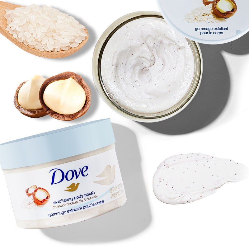 Kem Dove giúp tẩy tế bào chết chăm sóc da chiết xuất bơ hạt mỡ và hạt lựu Làm trắng Trẻ hóa da 225ml