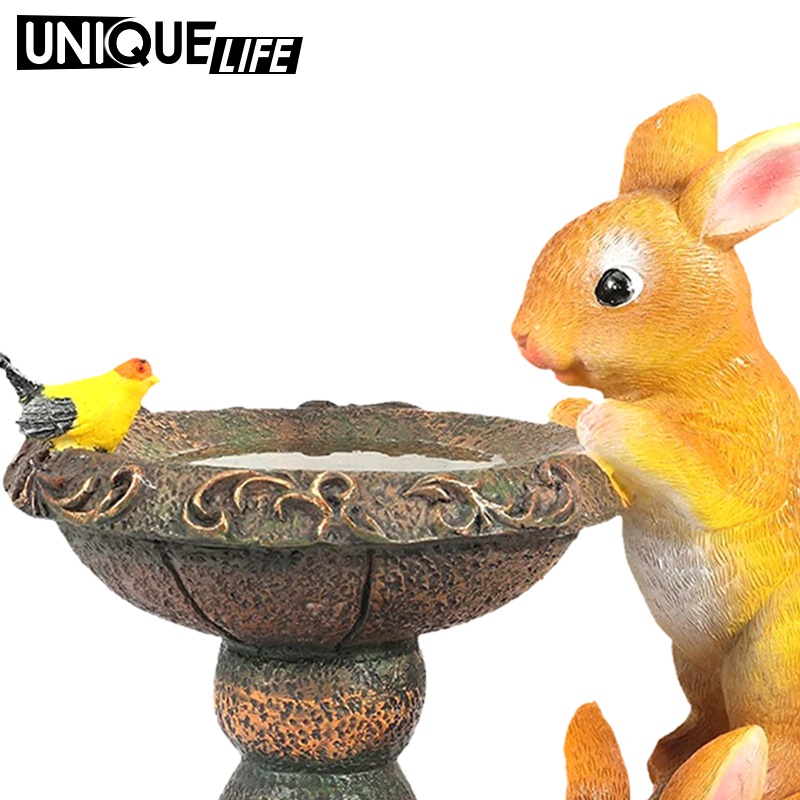 Tượng Thỏ Bằng Nhựa Resin Có Đèn LED Sử Dụng Năng Lượng Mặt Trời Trang Trí Nhà Cửa