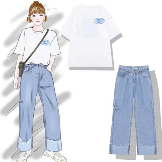 QUẦN ỐNG RỘNG GẬP GẤU RÁCH NHẸ | BigBuy360 - bigbuy360.vn