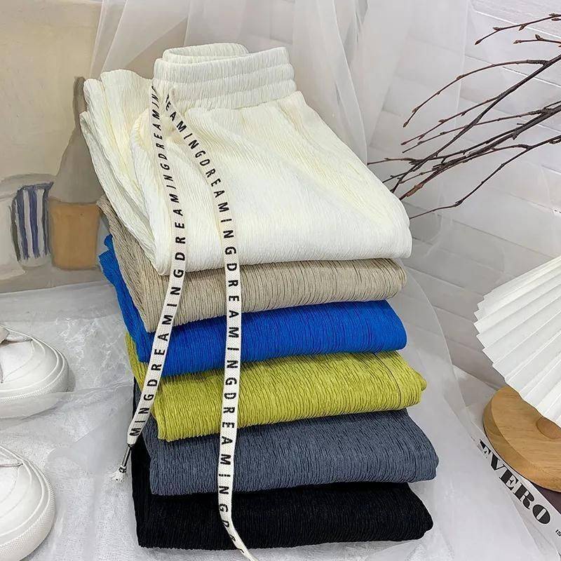 Quần ống rộng lưng rút dây rút dành cho nữ, Quần ống rộng ống loe, mỏng vào mùa xuân