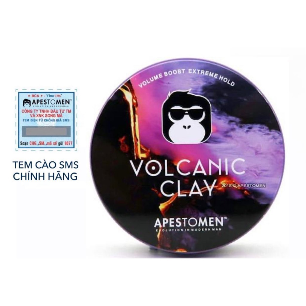 Sáp Vuốt Tóc Nam APESTOMEN Volcanic Clay - 80g - Hàng Chính Hãng + Tặng lược + Gôm Xịt Tóc Luxurious 350ml