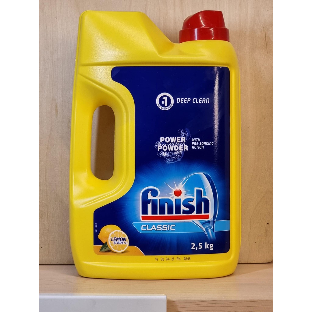 combo Bột rửa bát Finish Classic 2.5Kg - Hương Chanh + Tặng viên rửa bát