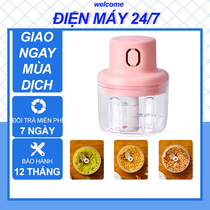 Máy Xay Tỏi, Ớt, Rau Củ, Thịt Cá Cầm Tay Mini, Có Sạc Pin, Dung Tích 250ml - Máy Xay Đa Năng Tiện Lợi Cầm Tay