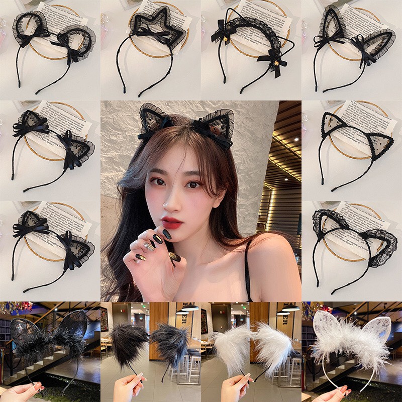 [Mã FAMARAL1 giảm 10K đơn 50K]Cài tóc hình tai mèo đen phối ren thời trang phong cách Hàn Quốc - cài tóc nữ - Selenshop