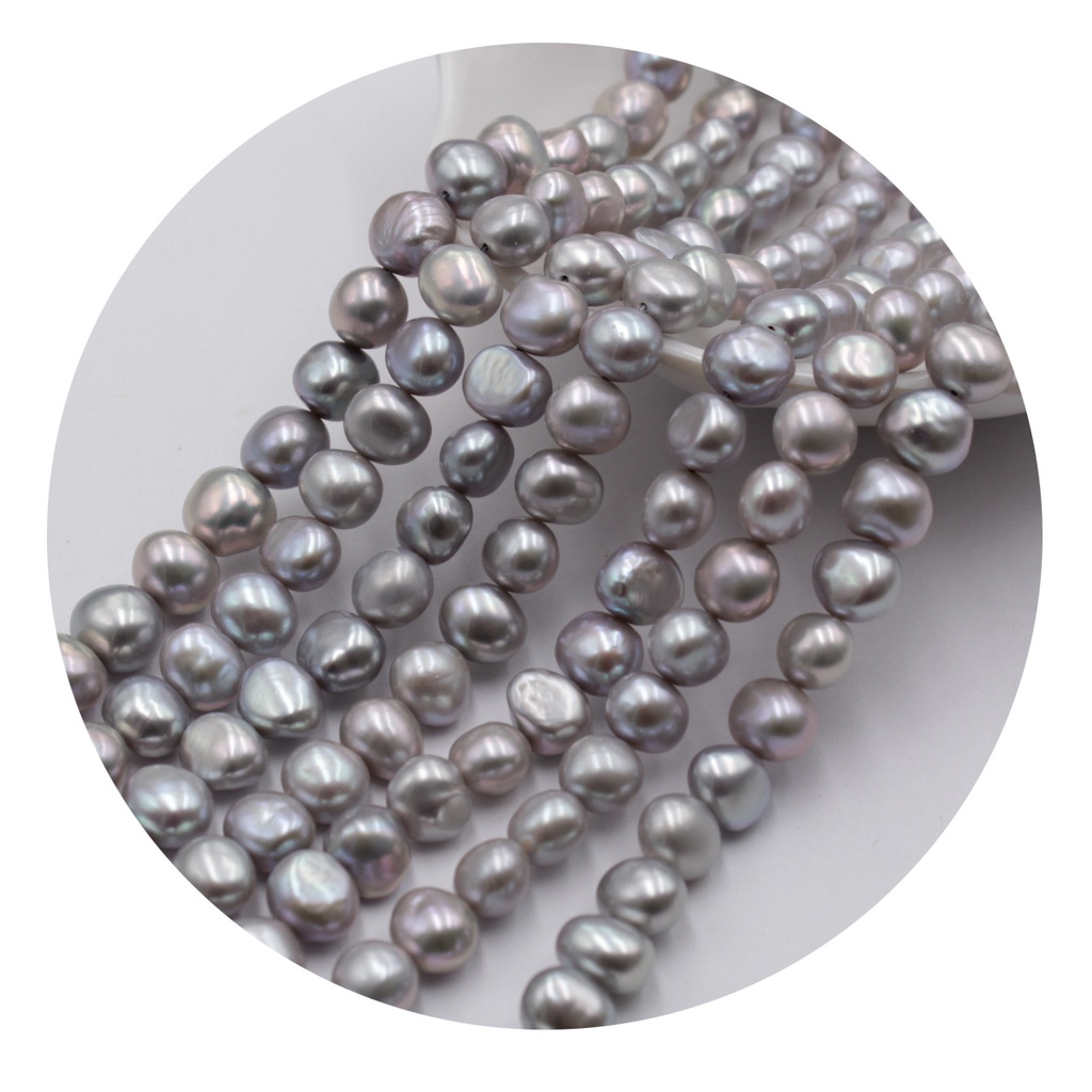 Hạt Ngọc Trai Tự Nhiên Hai Mặt 8-10mm Màu Xám Hình Người Ngoài Hành Tinh Làm Trang Sức
