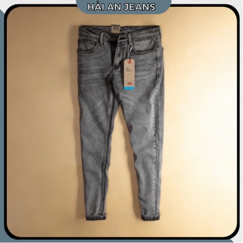 QUẦN JEAN NAM CAMBODIA MÀU XÁM TRẮNG -HAIAN JEAN - JEAN CO GIẢN