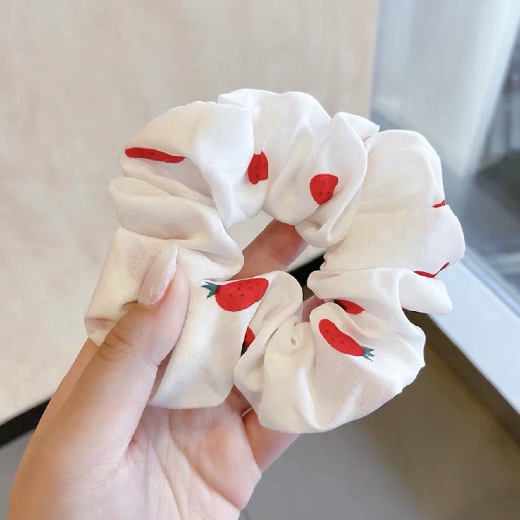 Dây cột tóc họa tiết quả dâu phong cách Hàn Quốc đáng yêu ngọt ngào