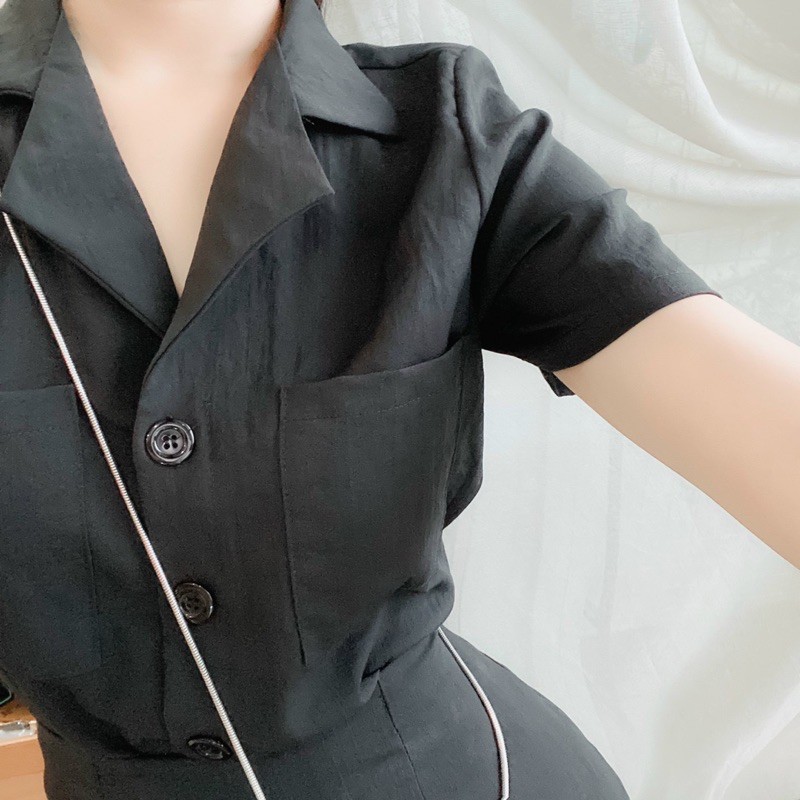 [Mã FAGREEN245 giảm 10% tối đa 30K đơn 99K] SET ÁO CỔ VEST KÈM QUẦN VÁY XẺ NUDE ĐEN | BigBuy360 - bigbuy360.vn