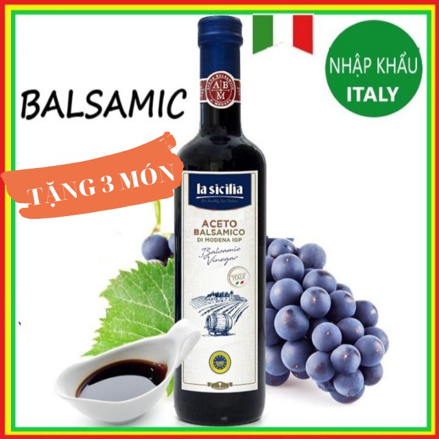 [NHẬP KHẨU Ý] Giấm Balsamic Lasicilia 500ml, dấm nho đen, dấm balsamic